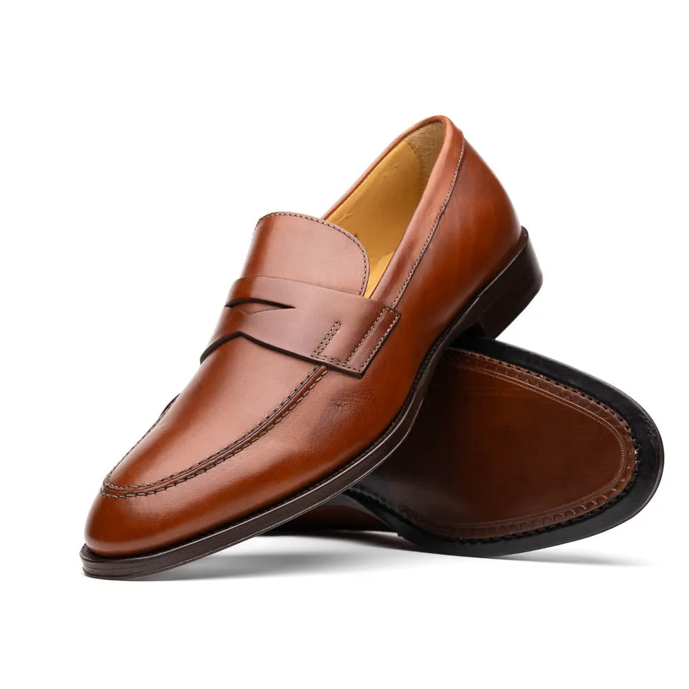 15-200-RST ROMA Calfskin Penny Loafer, Rust