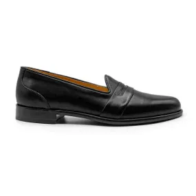 15-201-BLK AREZZO Calfskin Penny Loafer, Black