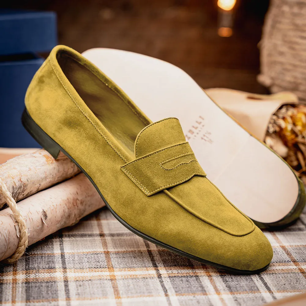 16-100-MUS TASCA Italian Sueded Kid Loafer Mustard