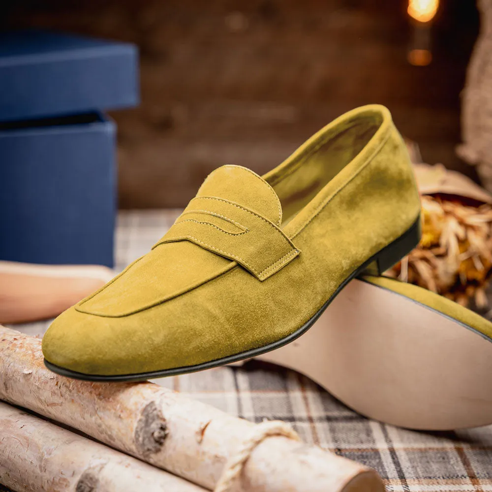 16-100-MUS TASCA Italian Sueded Kid Loafer Mustard