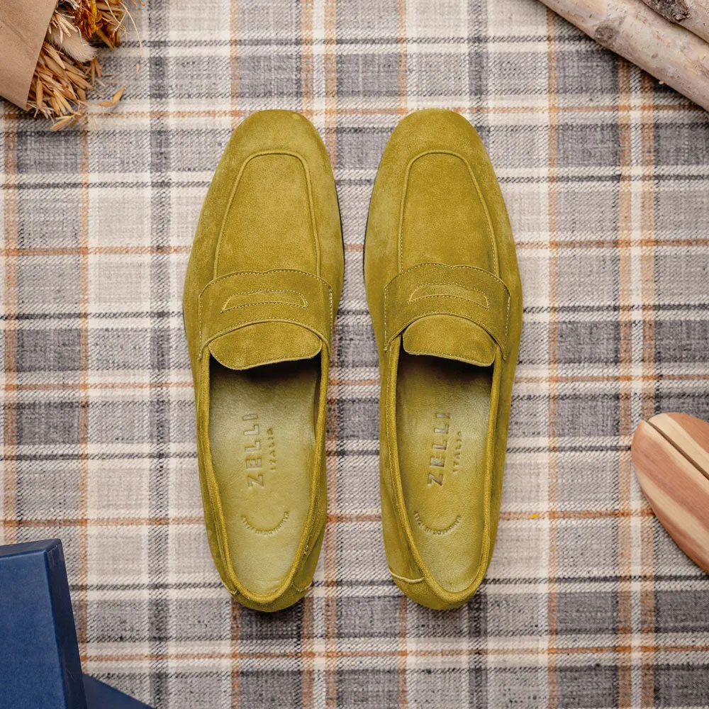 16-100-MUS TASCA Italian Sueded Kid Loafer Mustard