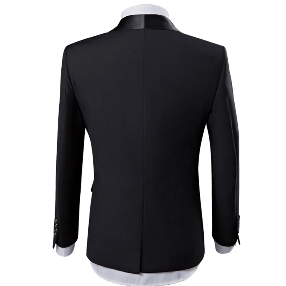 2-Piece Slim Fit Wedding Suit Black