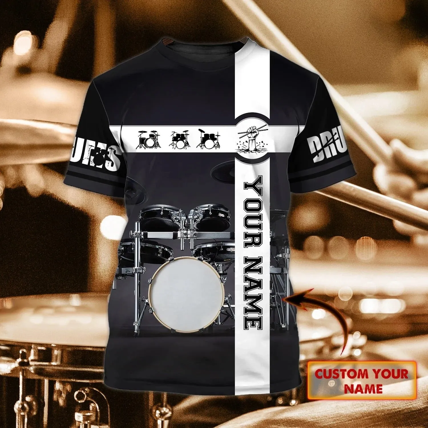 3D All Over Print Drummer Shirt, Drum Lover Tshirt, Custom Gift For A Drummer