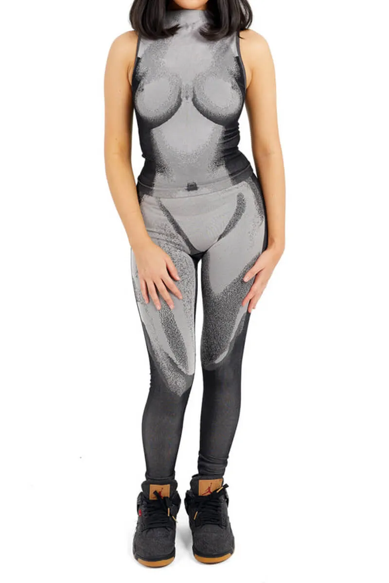 3D Body Print Sleeveless Tops And Pants Set