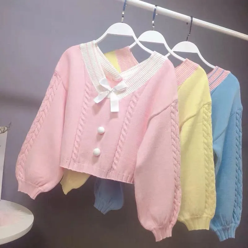 4 COLORS SWEET AND LOVELY BOW SWEATER BY21053