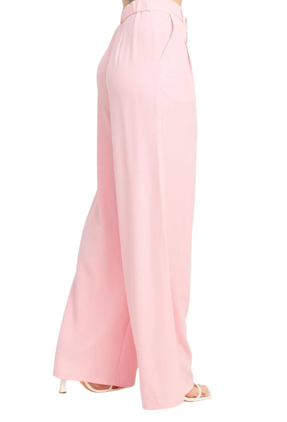 Adore You High Rise Wide Leg Pants in Blush