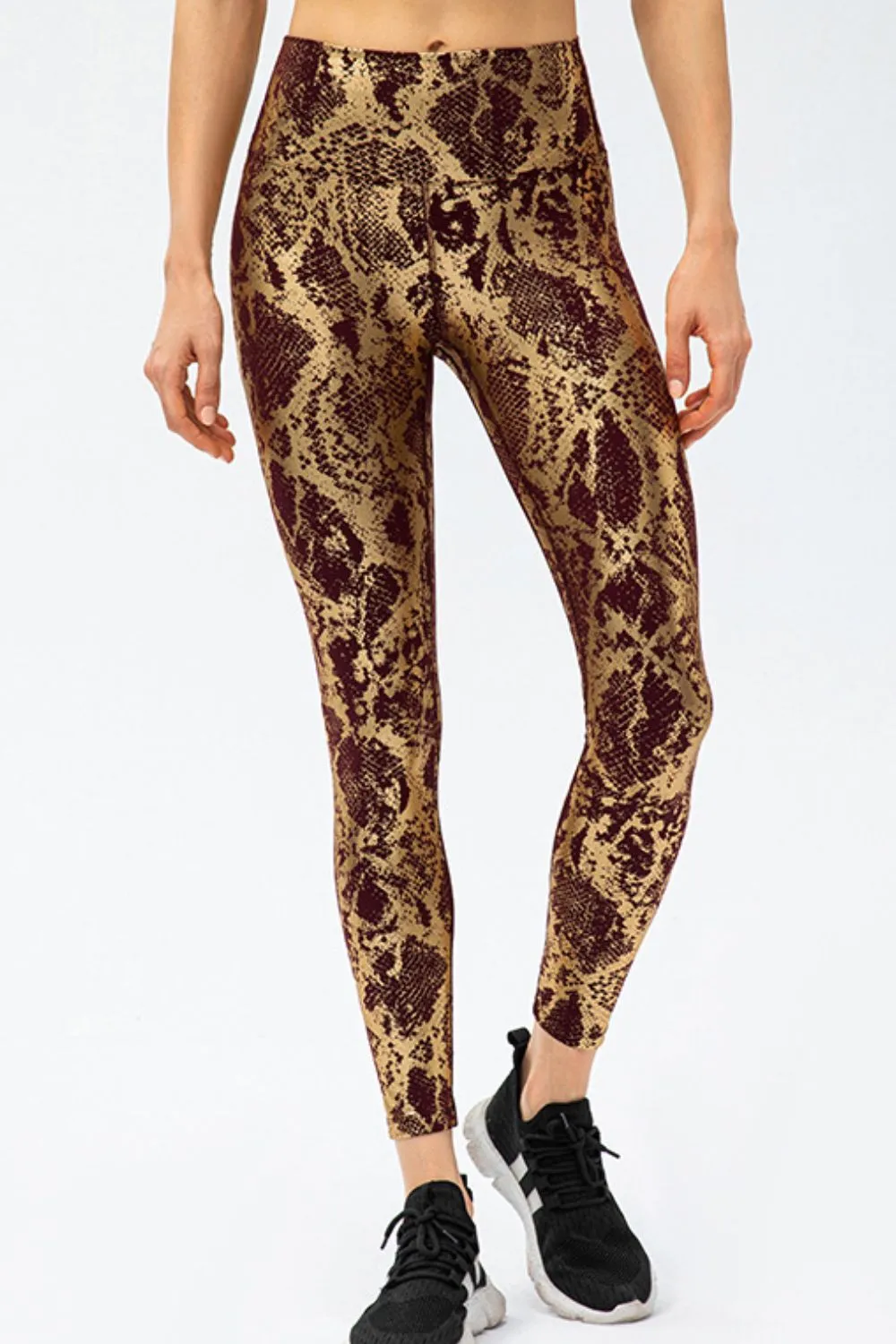 Animal Print Slim Fit Wide Waistband Long Sports Pants