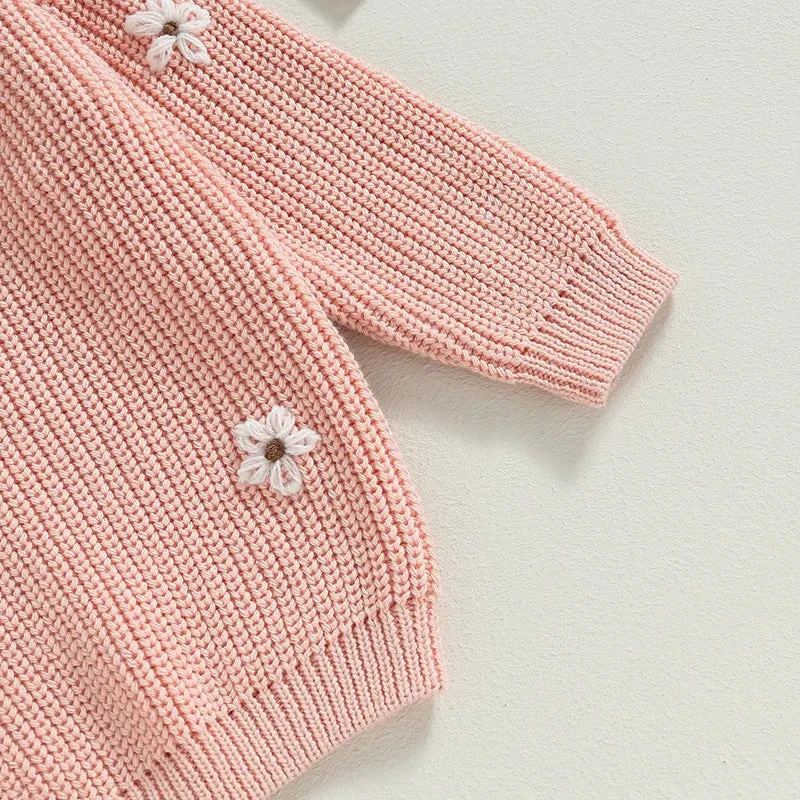 Baby/Little Kids Sweater - Pink Floral Accent