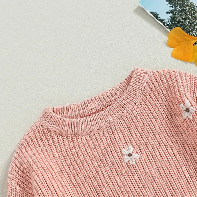 Baby/Little Kids Sweater - Pink Floral Accent