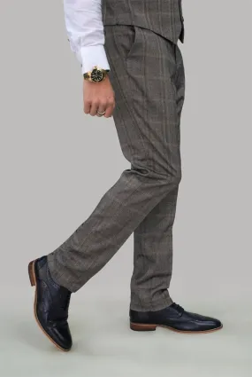 Cavani Connall Brown Tweed Check Trousers