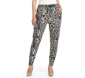 Coco   Carmen Black & Tan Animal Print Jasmine Traveler Pants