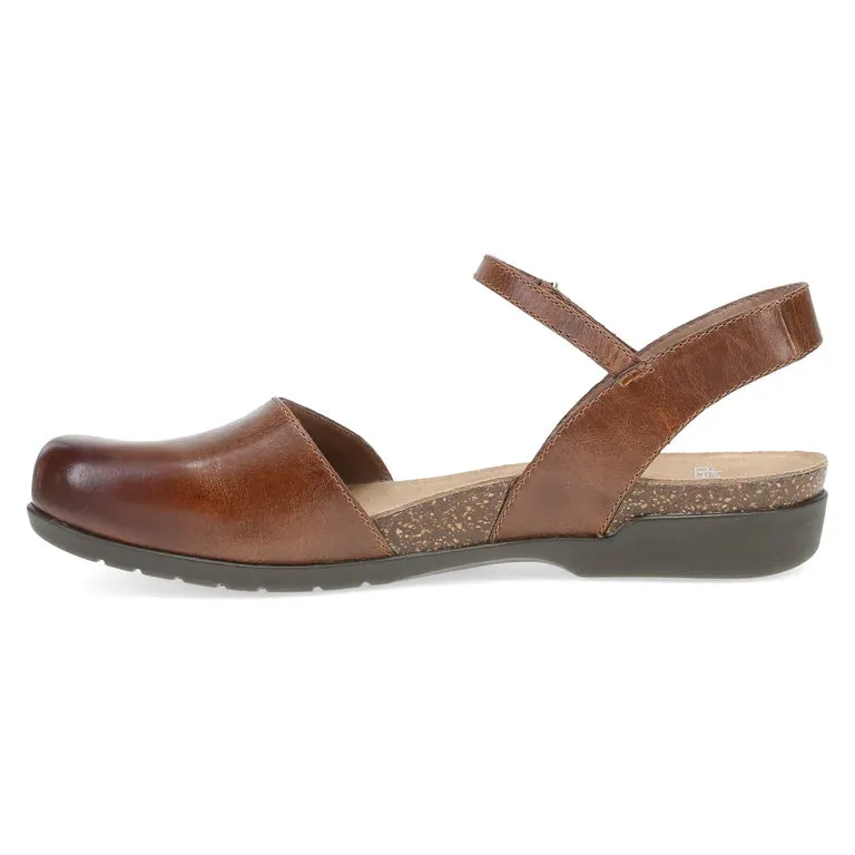 Dansko Women's Rowan Closed Toe Sandal in Tan Waxy Leather