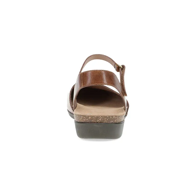 Dansko Women's Rowan Closed Toe Sandal in Tan Waxy Leather