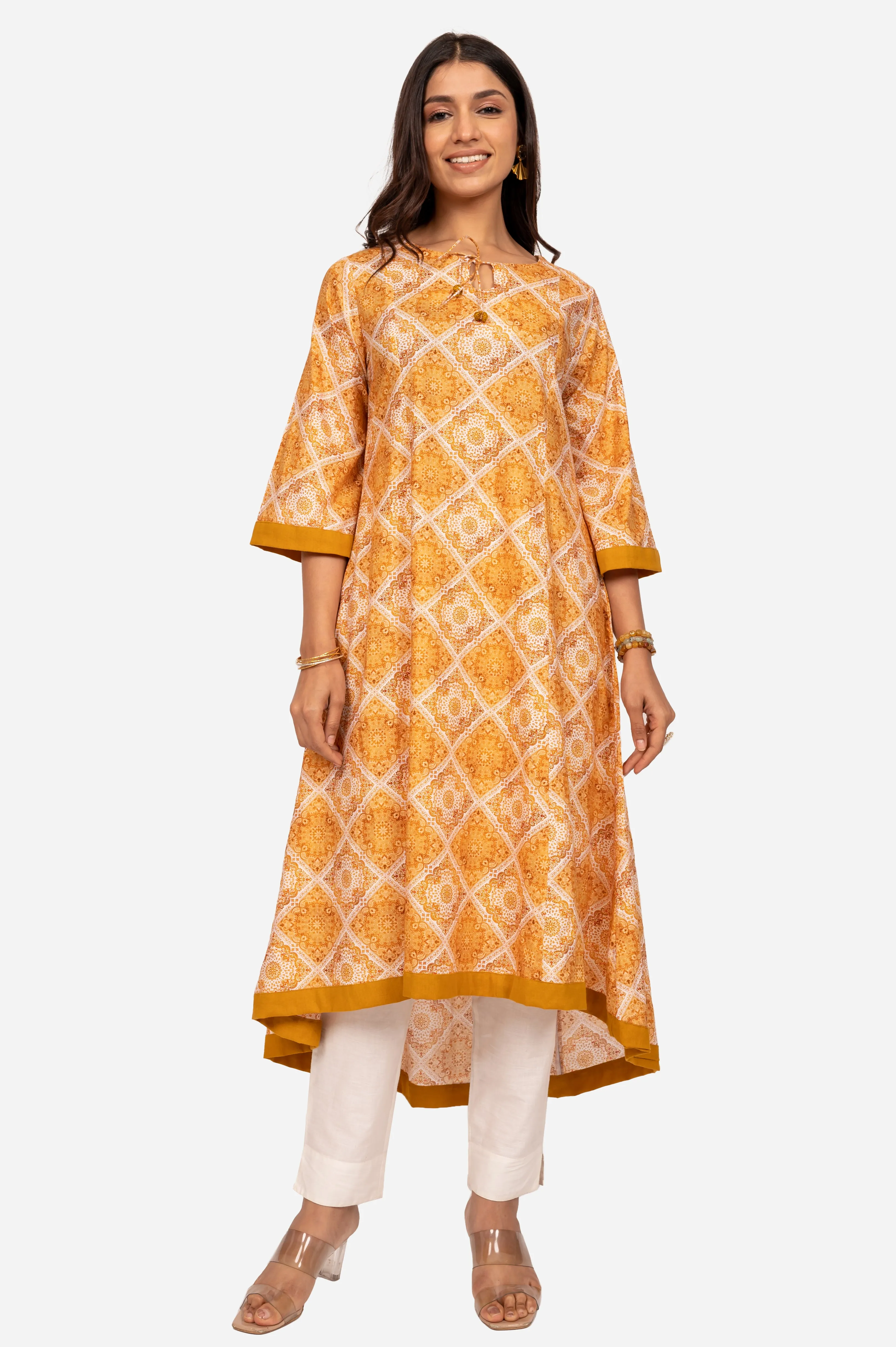 Digital Print A line high low kurta