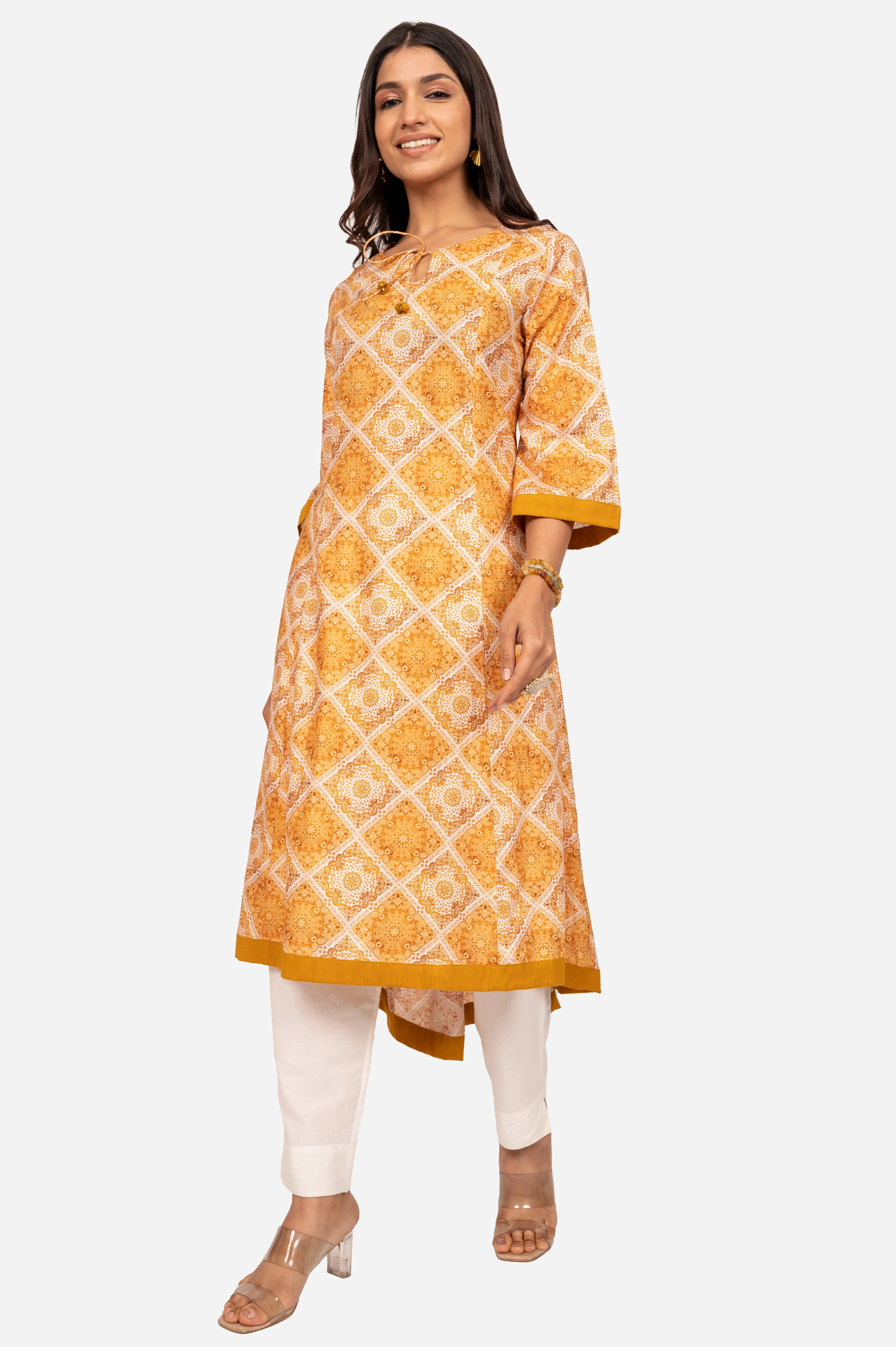 Digital Print A line high low kurta