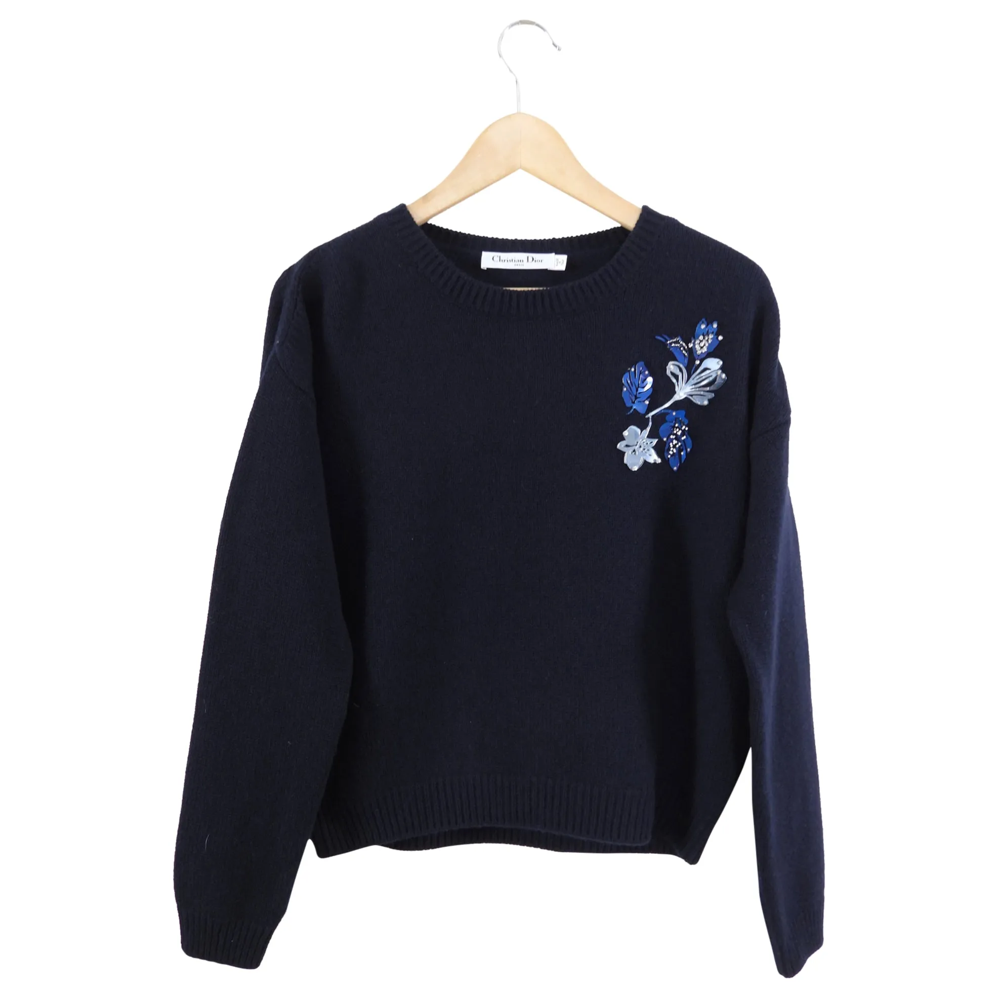 Dior Navy Embellished Cashmere Pullover Sweater - S / M