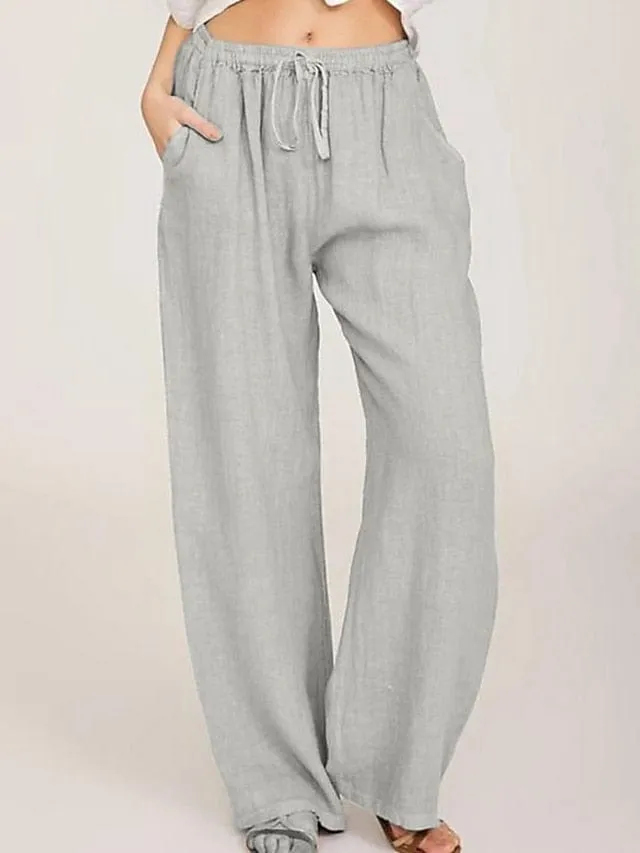 Elevate Everyday Style with Women's Wide Leg Drawstring Chinos