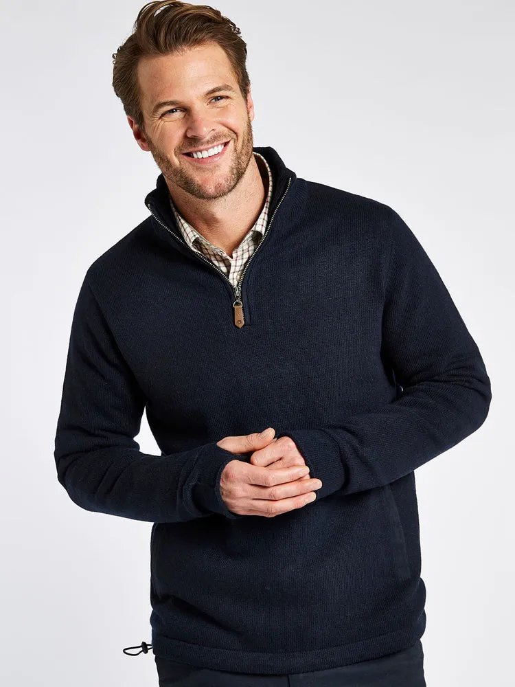 Feeney Zip Neck Sweater - Navy