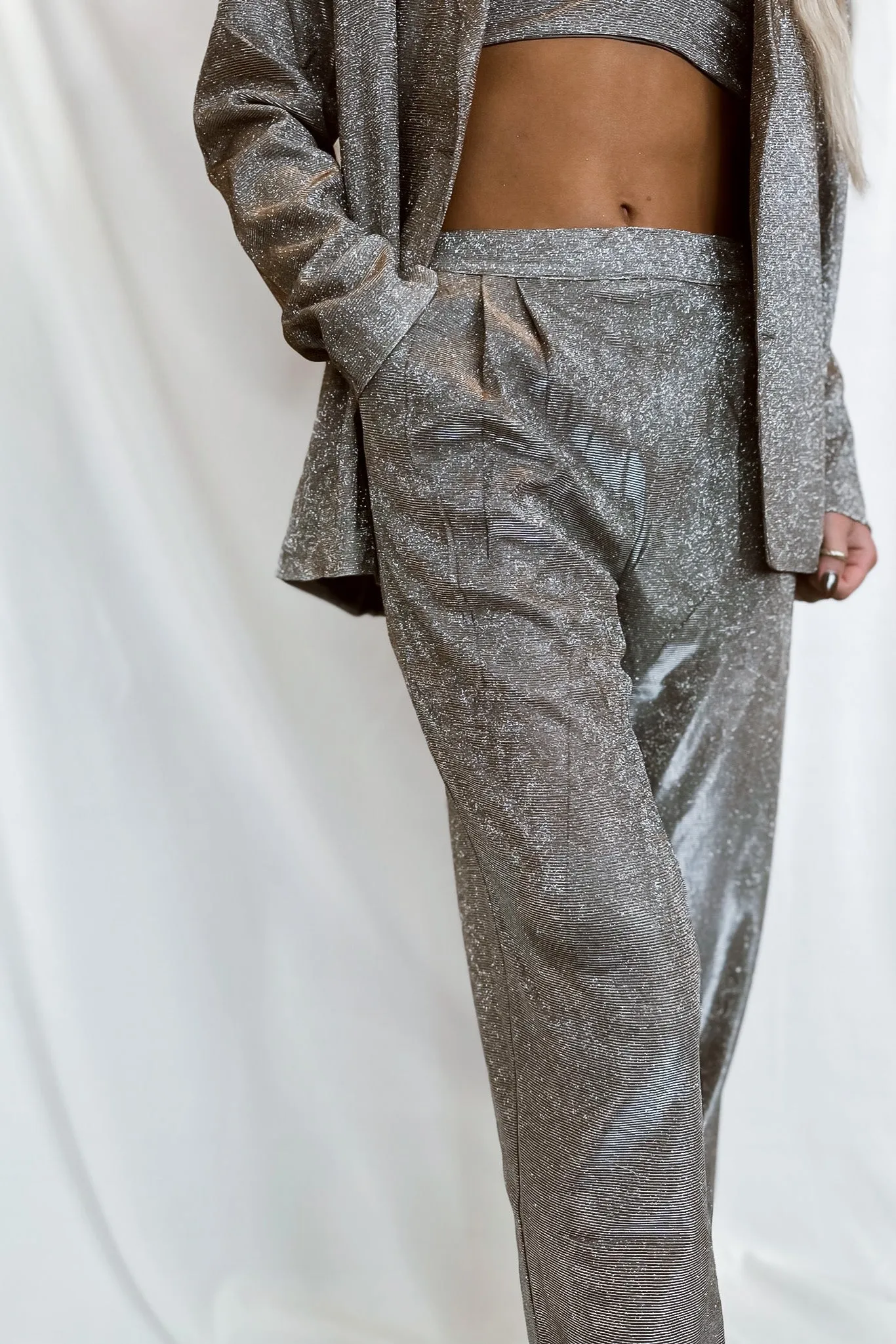 Flashing Lights Wide Leg Pants Silver/Bronze- FINAL SALE