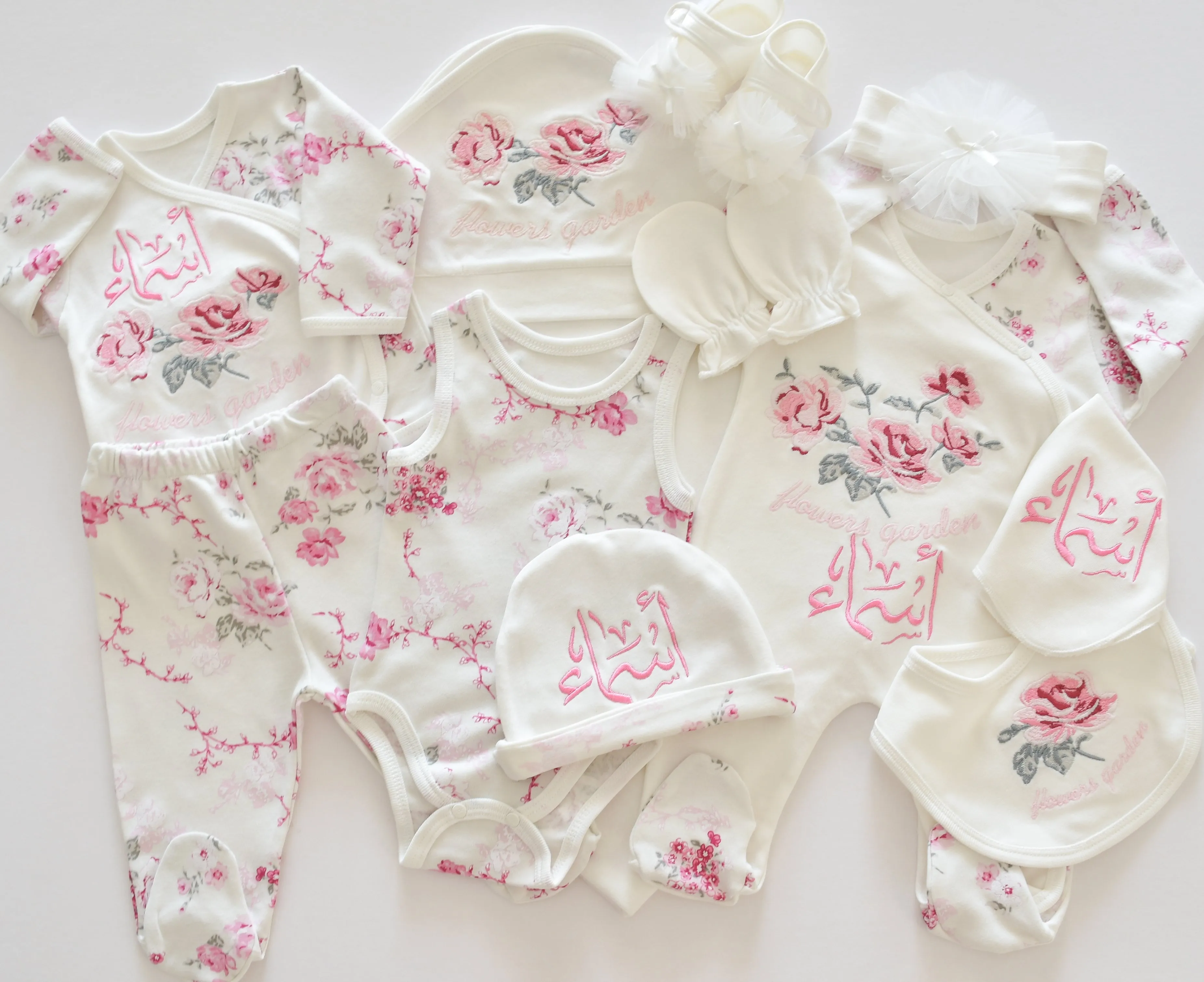 Flower Garden Embroidered Newborn Girl Set