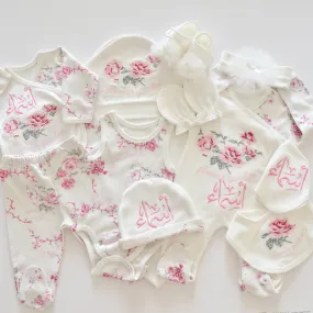 Flower Garden Embroidered Newborn Girl Set