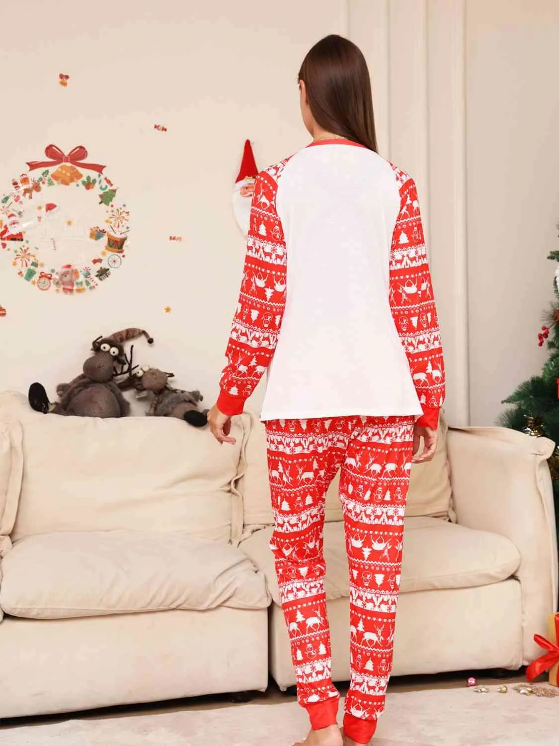 Full Size Christmas Long Sleeve Top and Pants Set