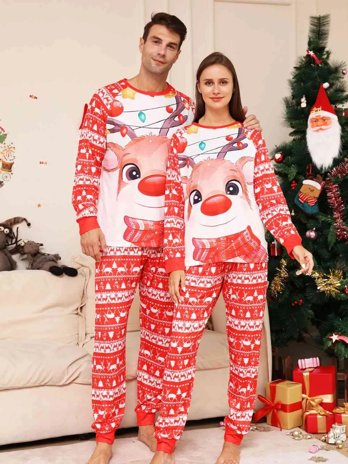 Full Size Christmas Long Sleeve Top and Pants Set