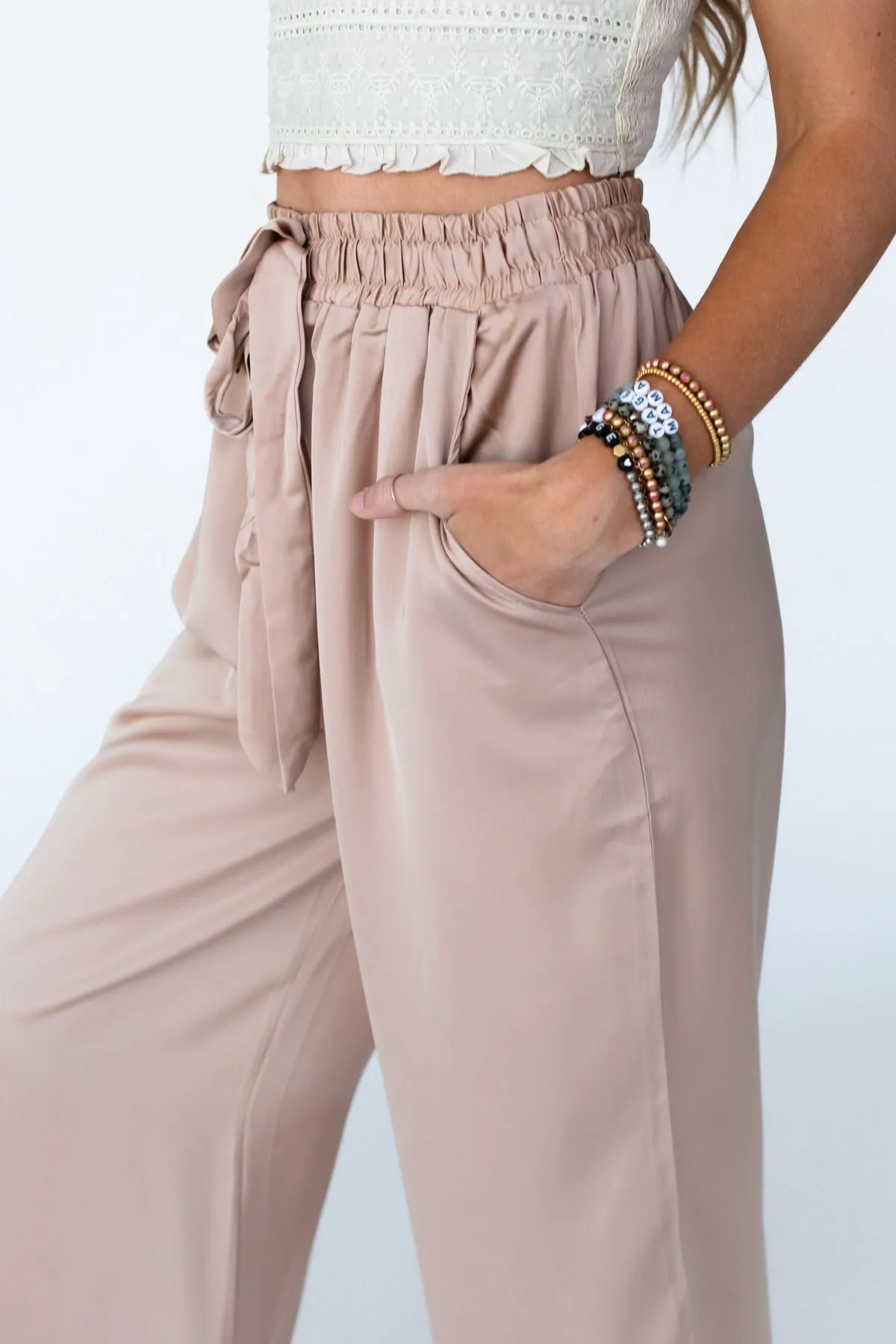 Here To Stay Fringed Culottes - Taupe