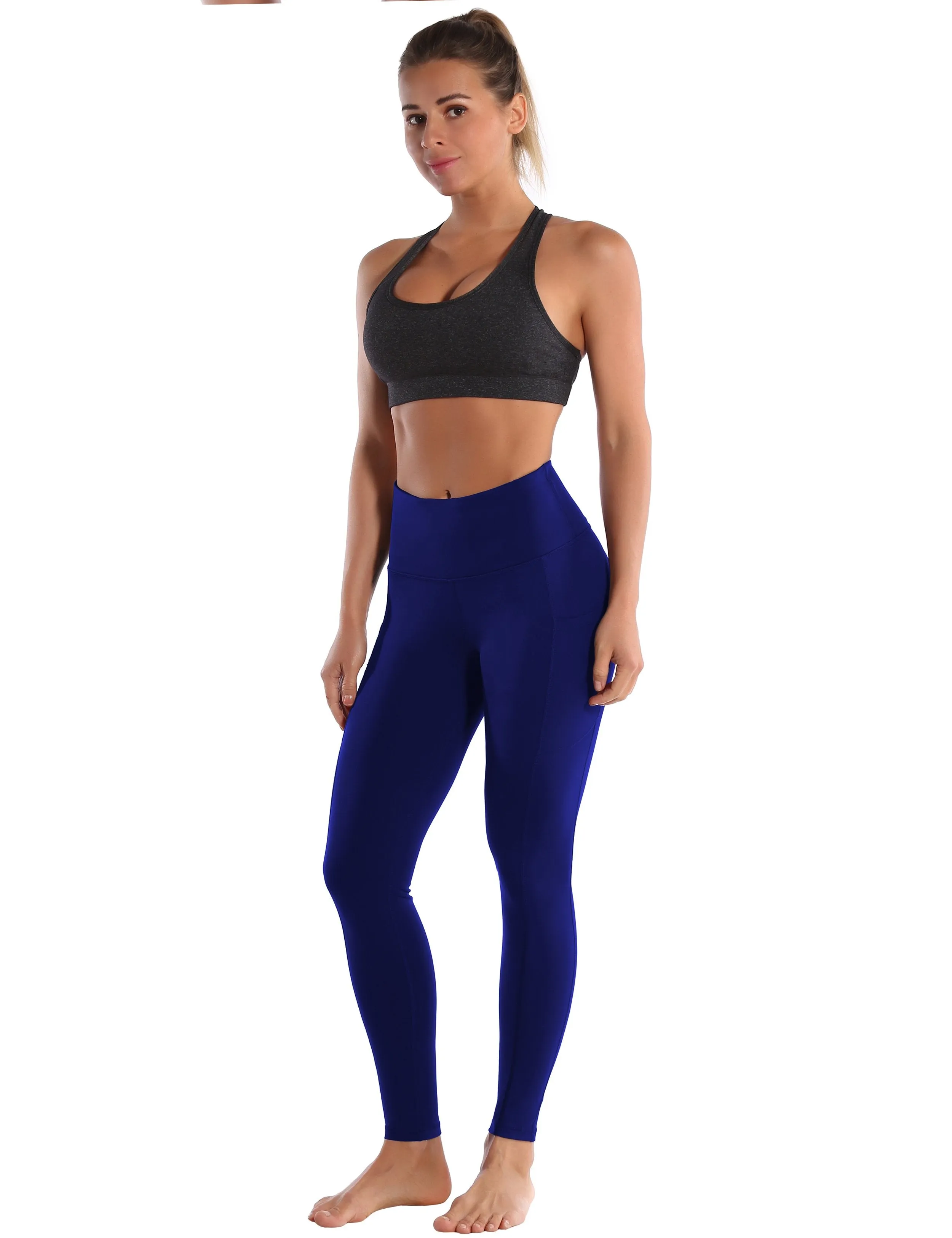 Hip Line Side Pockets Yoga Pants navy ins