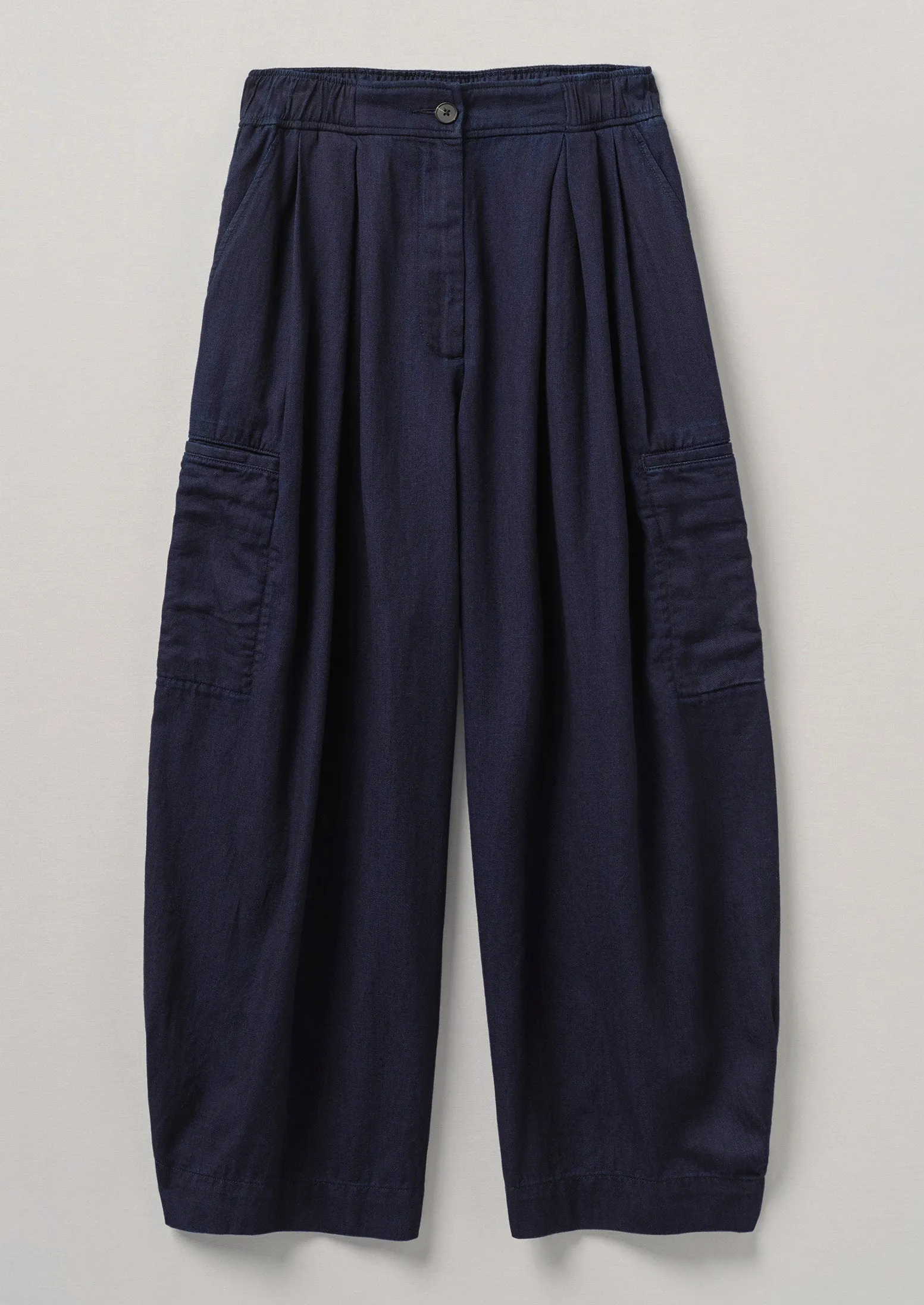 Indigo Cotton Twill Wide Leg Pants | Indigo