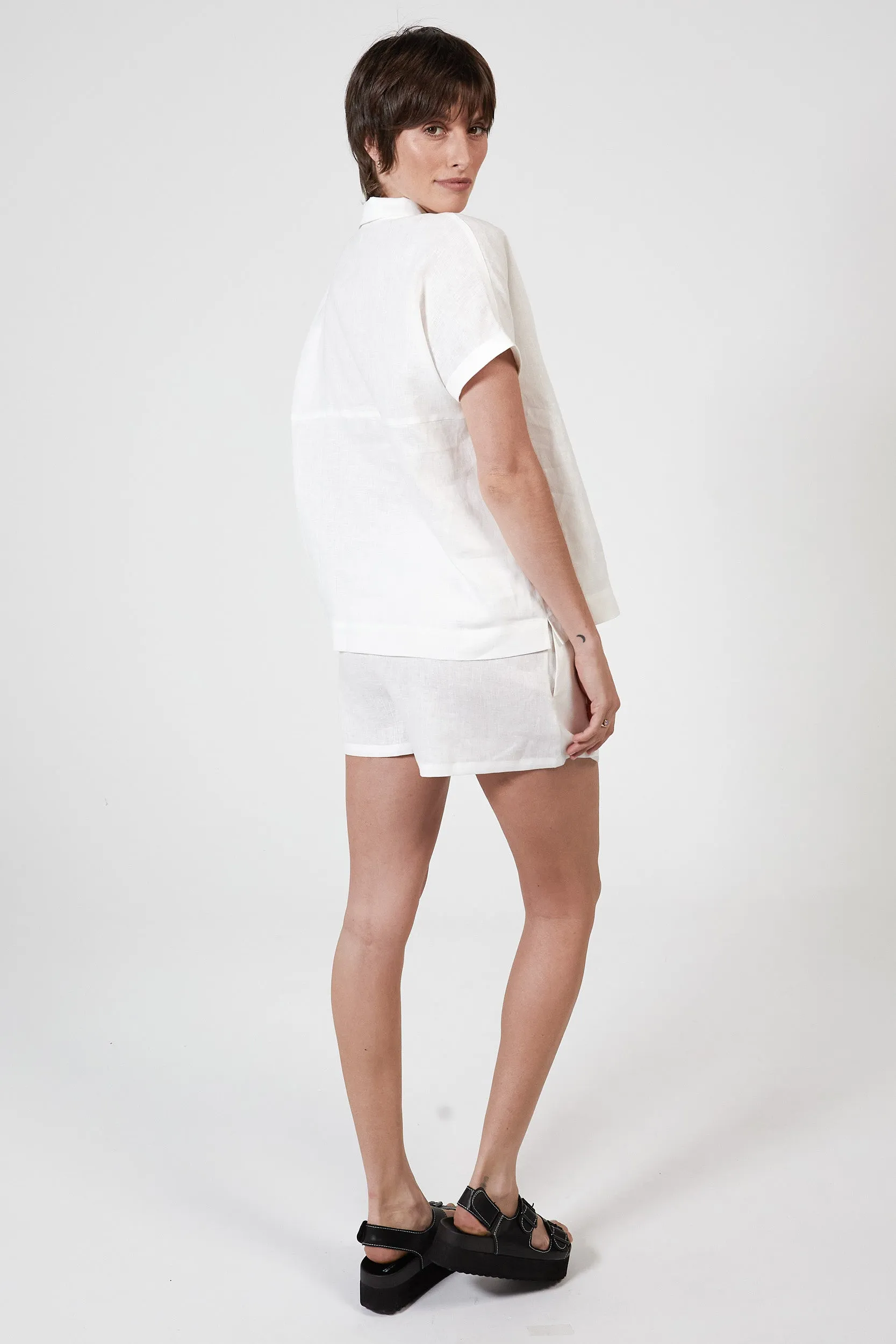 JUDE LINEN SHORT - WHITE