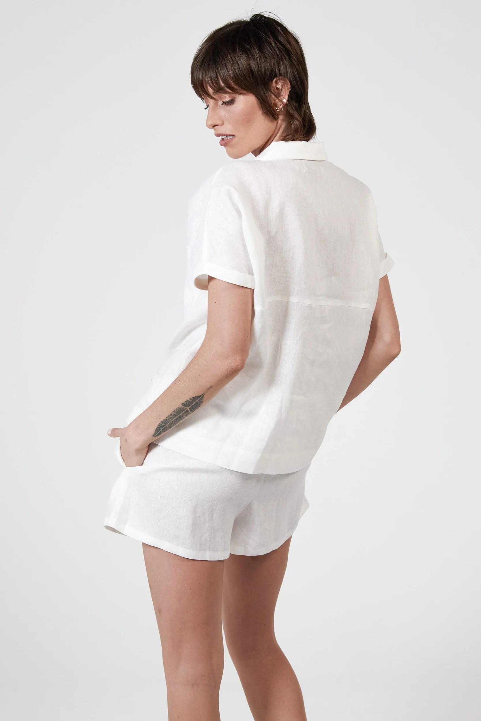 JUDE LINEN SHORT - WHITE