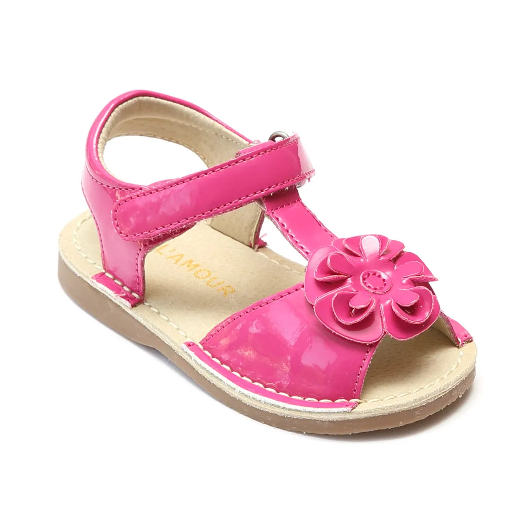 L'Amour Girls Curly Flower Sandals