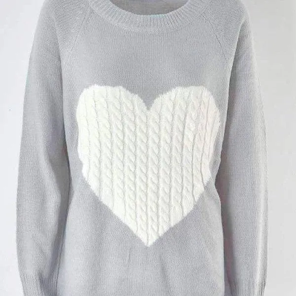 Lover Boy Gray White Heart Sweater