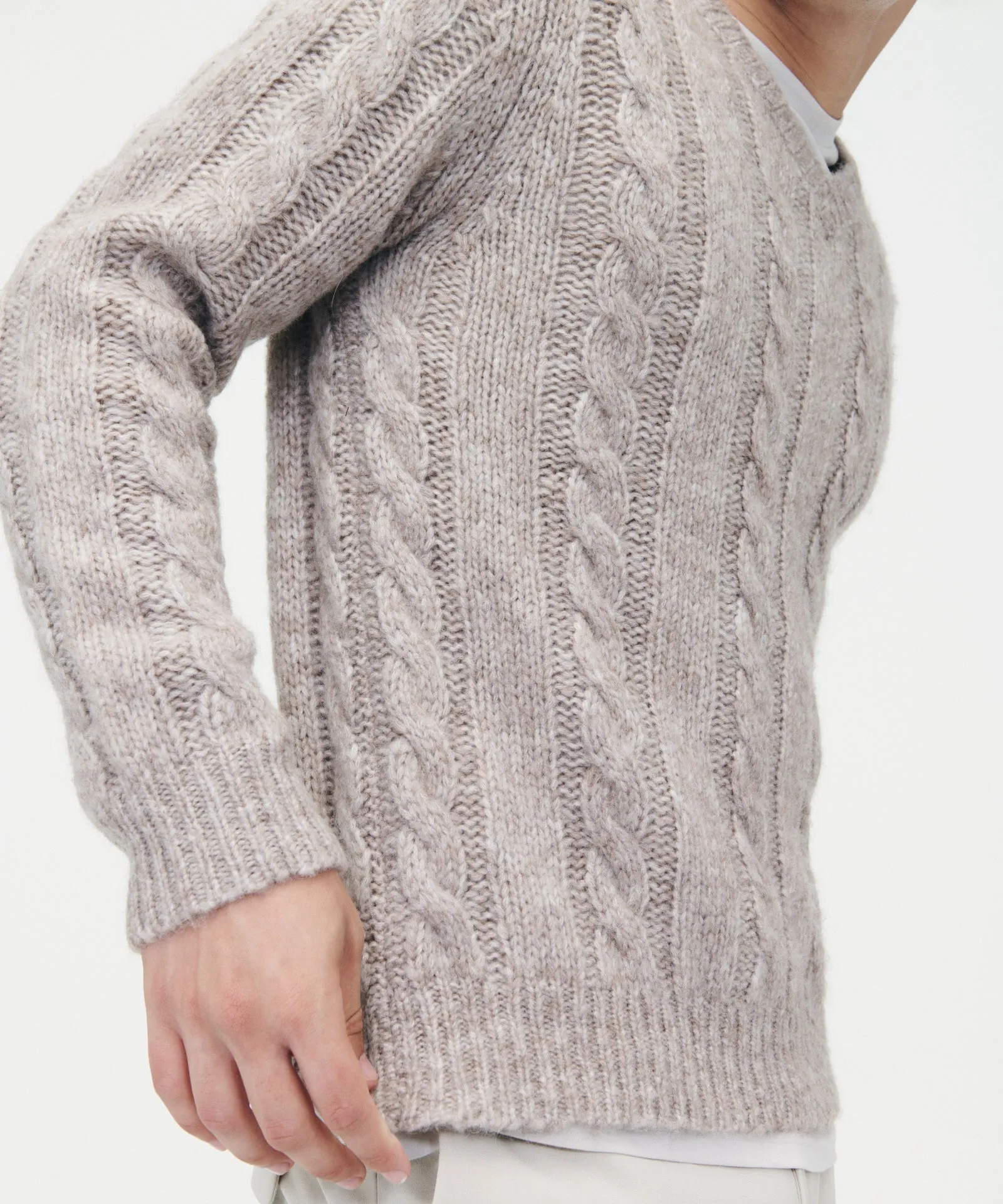 Luxe Novelty Cable V-Neck Sweater