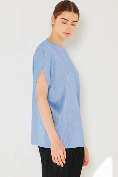 Marina West Swim Rib Pleated Oversized Dolman Sleeve Top