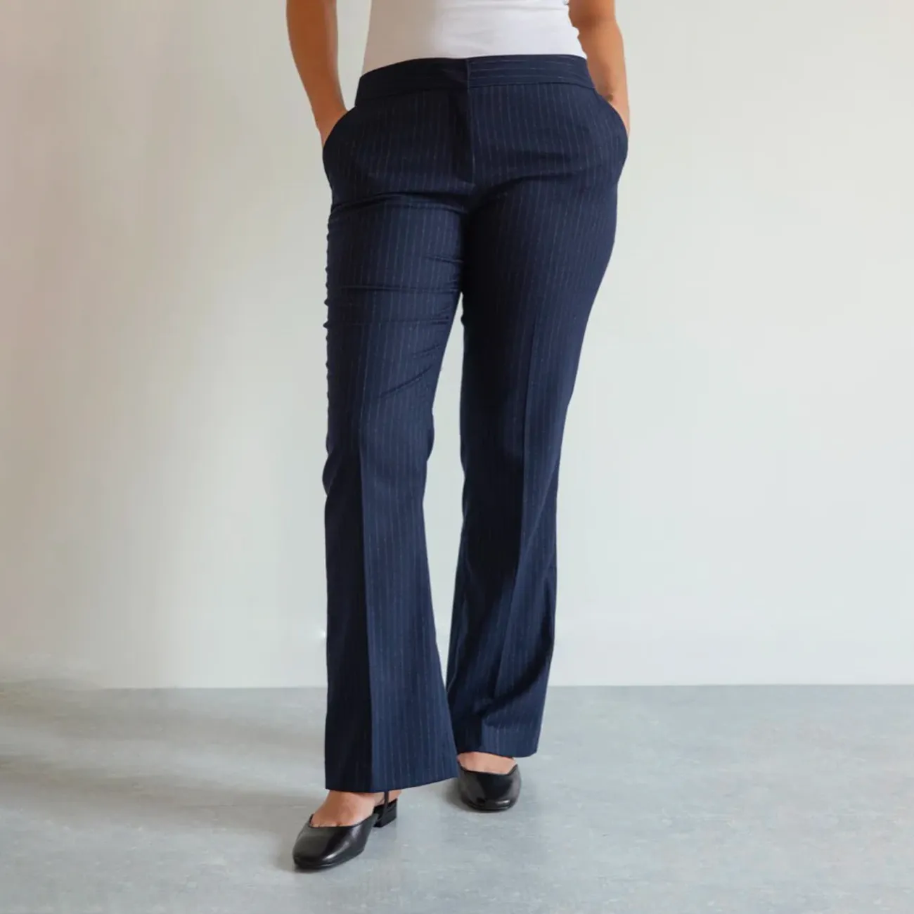 MELISSA PANT NAVY BLUE PINSTRIPE