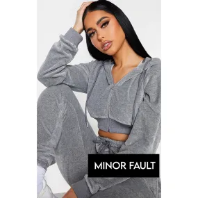 (Minor Fault) Grey Cropped Hoodie