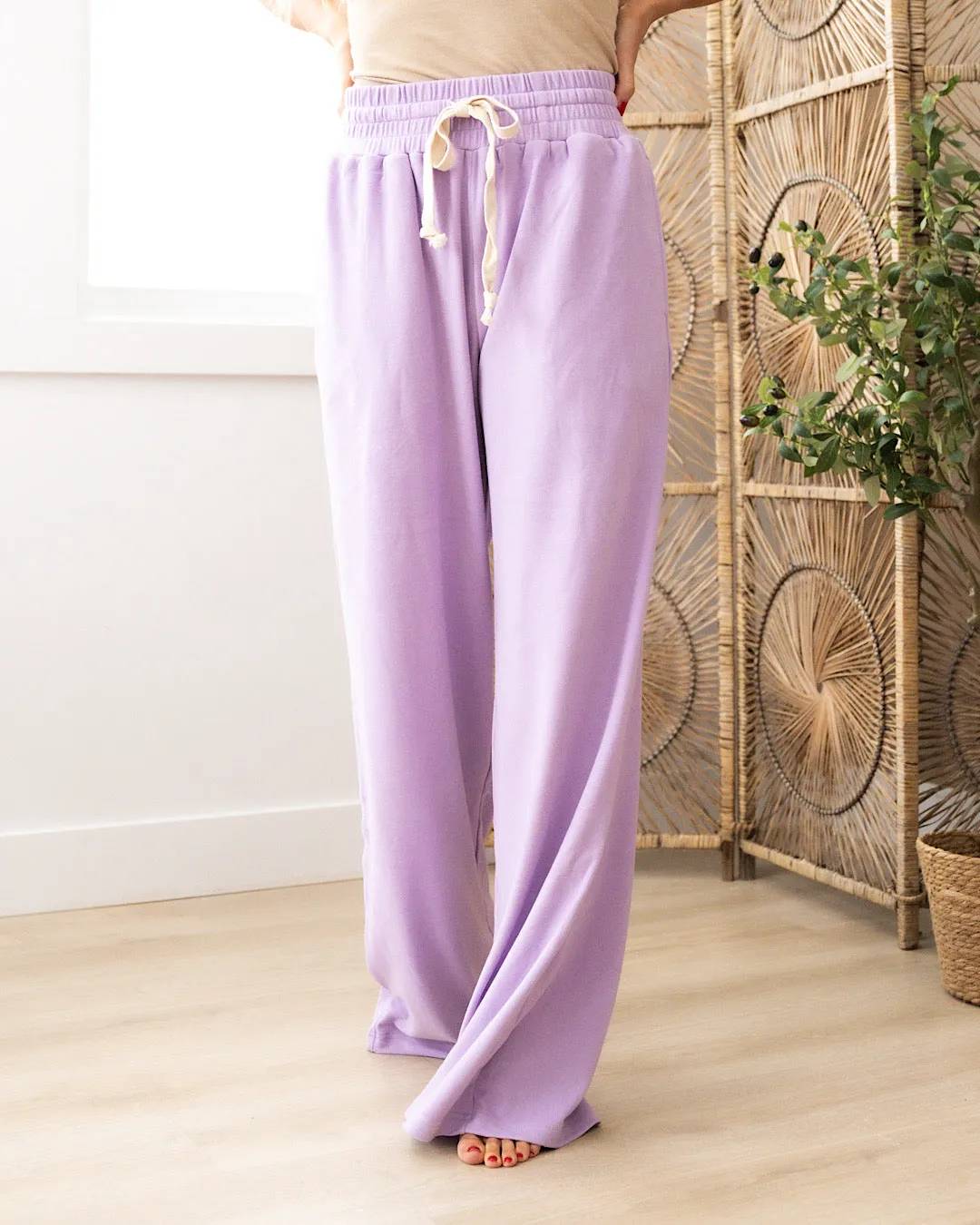 NEW! Ampersand Ave Performance Fleece Wide Leg Comfy Pants - Wisteria