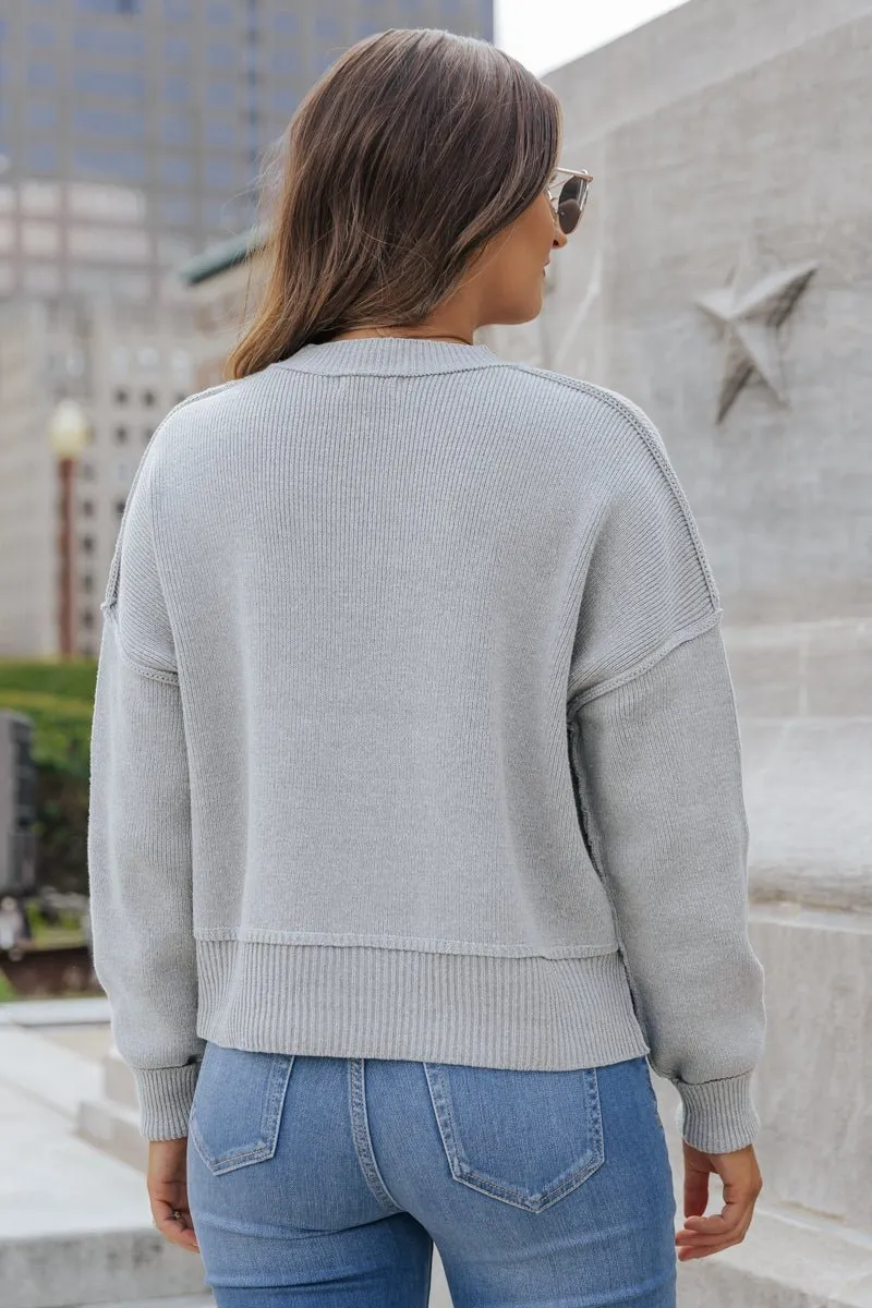 On The Go Seam Detail Sweater - Grey