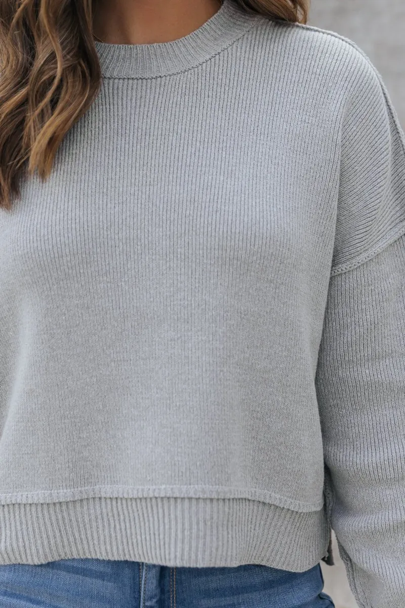 On The Go Seam Detail Sweater - Grey