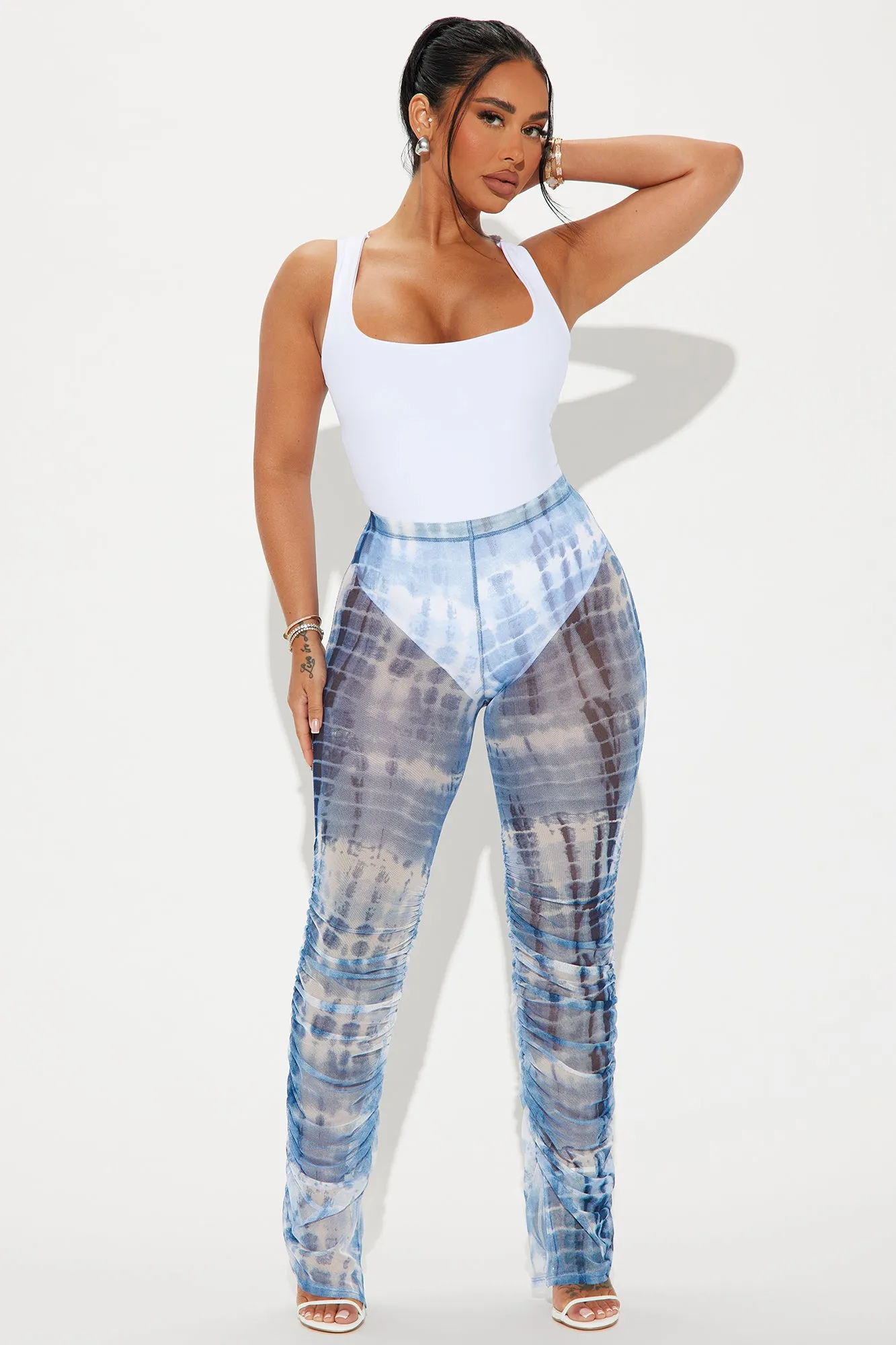 Play Harder Mesh Stacked Legging - Blue/combo