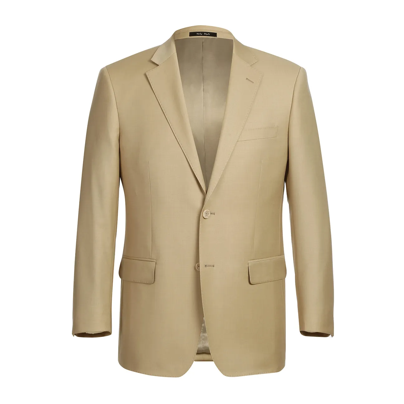 RENOIR Tan 2-Piece Slim Fit Notch Lapel Wool Suit 508-4