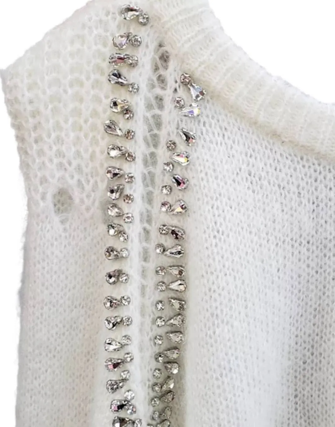 Rhinestone Beaded Short Sweater