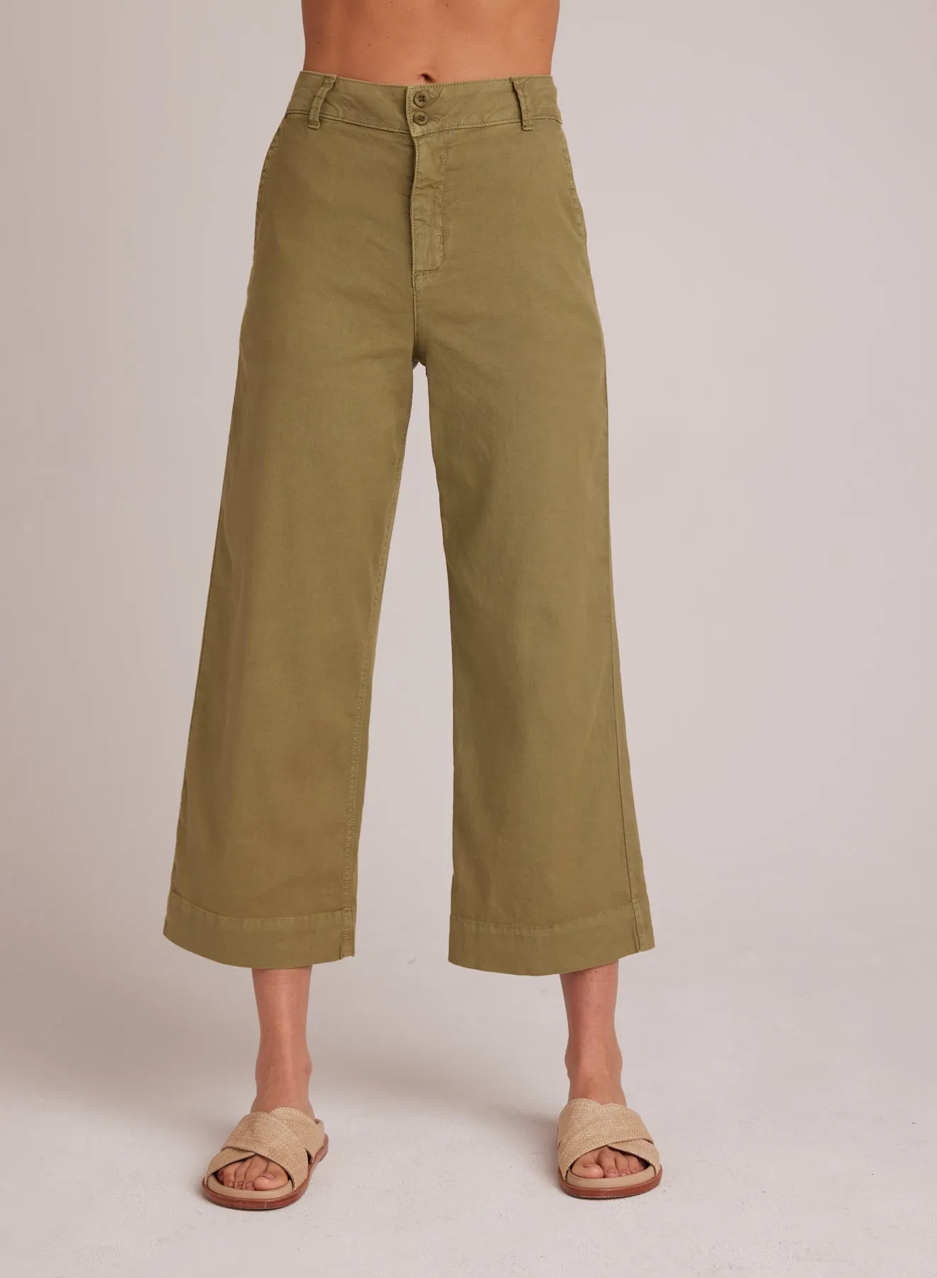 Saige Wide Leg Crop - Army Fern