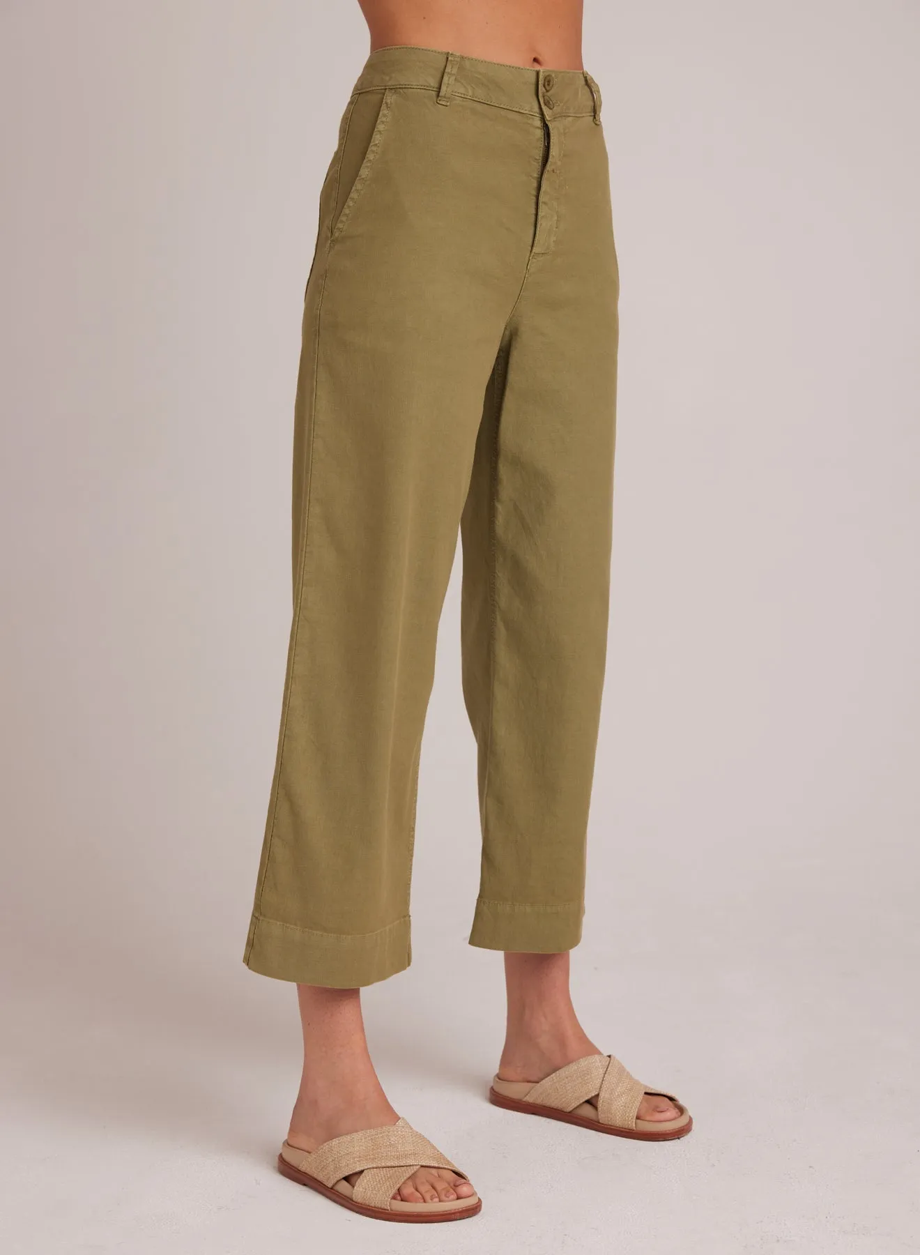 Saige Wide Leg Crop - Army Fern