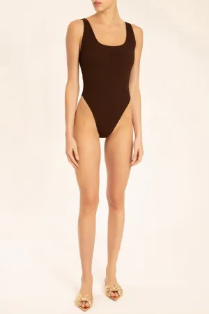 Seersucker Swimsuit With Straps