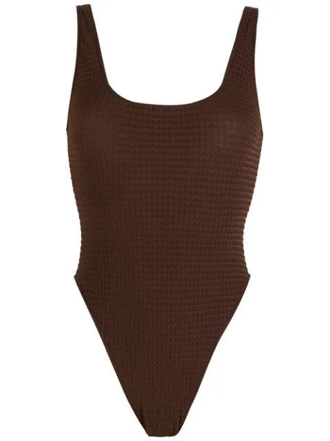 Seersucker Swimsuit With Straps