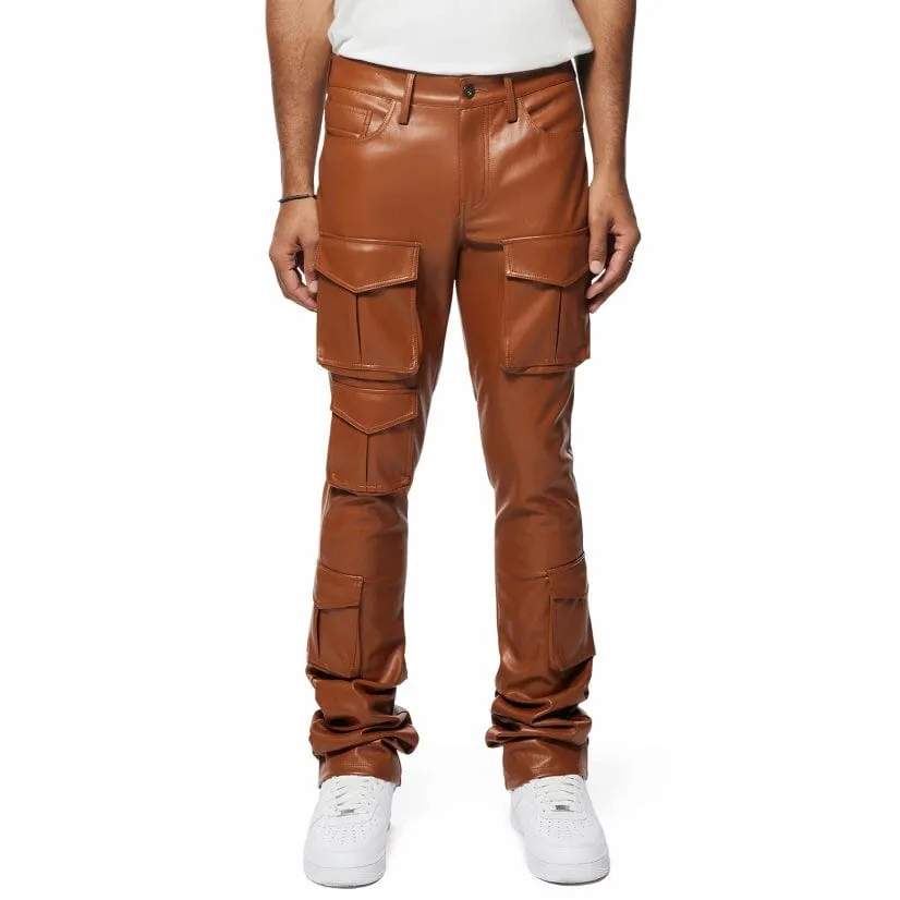 Smoke Rise Vegan Leather Stacked Utility Pants (Cognac) WP23685