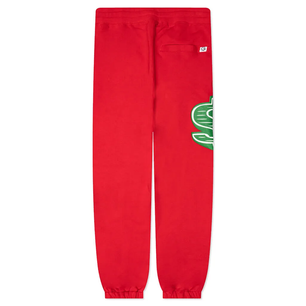 Straight Font Sweat Pant - Red